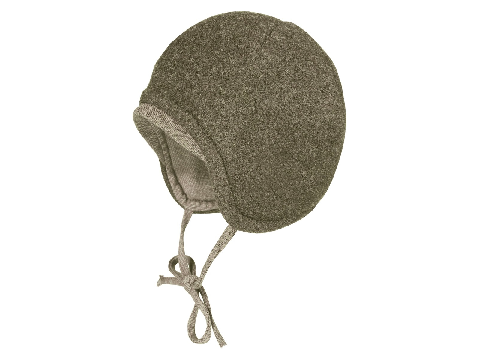Baby Mütze Bio-Schurwolle Fleece khakimeliert Gr.43