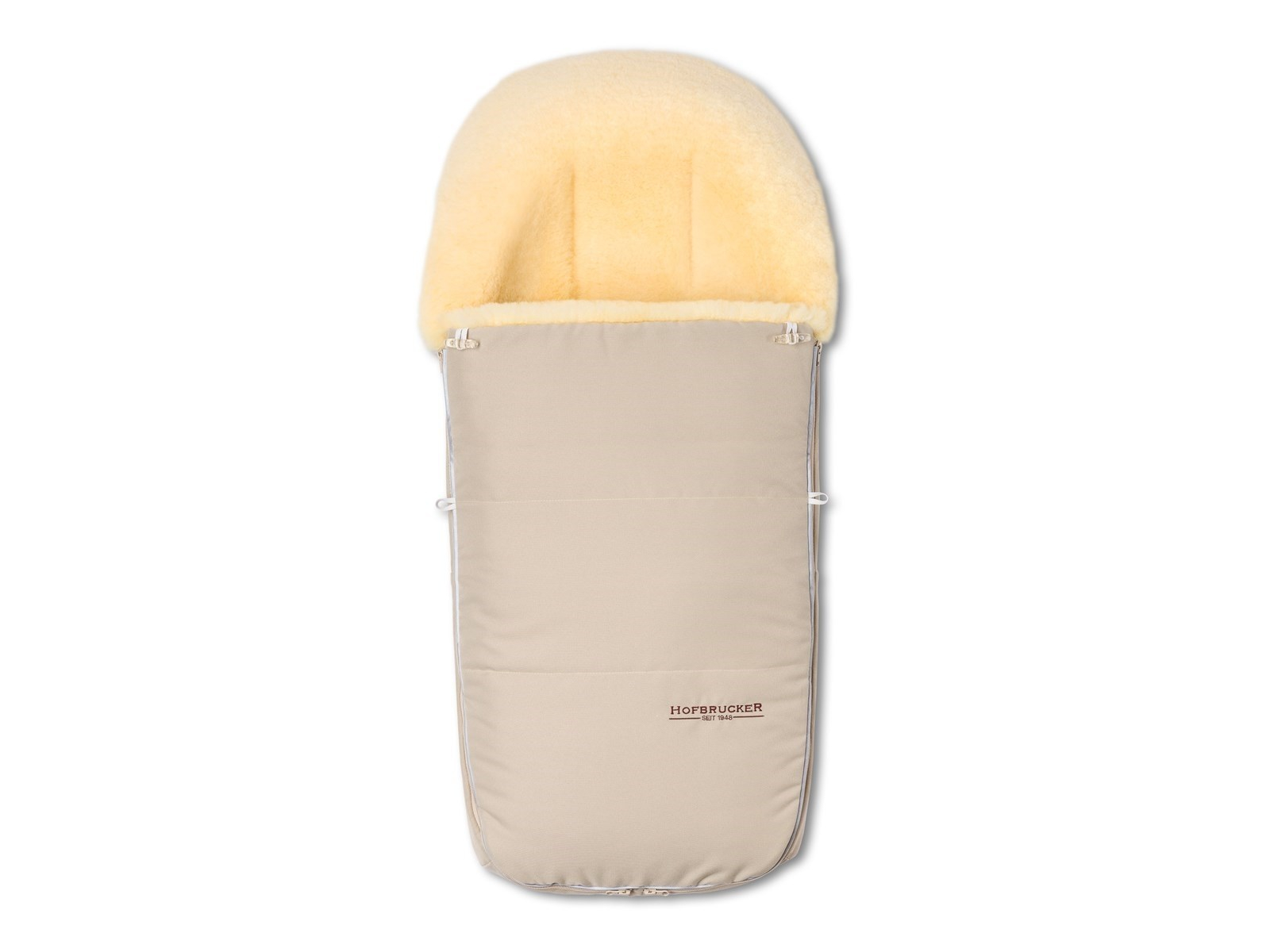 Hofbrucker Fußsack Kinderwagen Lammfell "Polaris" beige Maße: 105 x 40 x 10 cm