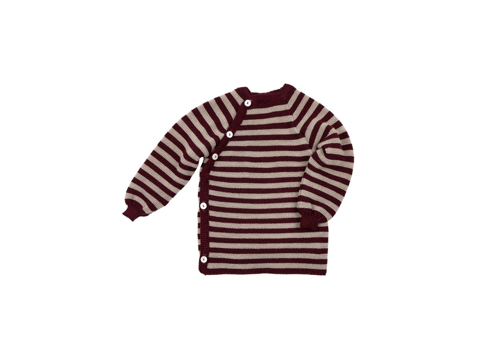 Baby Jacke Schlüttli Bio-Merinowolle schwarzkirsch-savanne Gr.62/68
