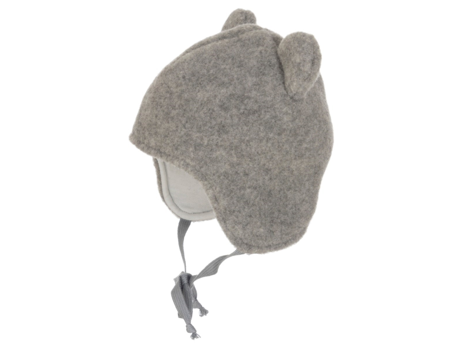 Pickapooh Baby und Kinder Mütze mit Öhrchen Bio-Merinowolle Fleece grau Gr. 44