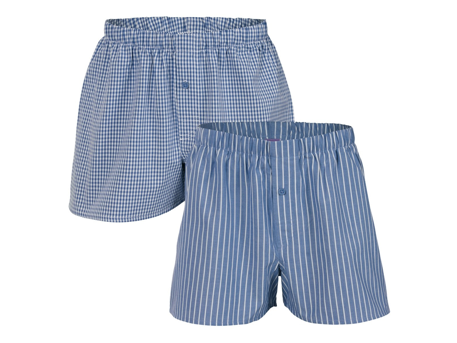 Living Crafts - Gregor | Boxer-Shorts, 2er-Pack - Komfortables Tragegefühl, elastischer Bund, fein gewebte Bio-Baumwolle, praktischer Eingriff, Streifen- und Karomuster (XL, Denim Blue)