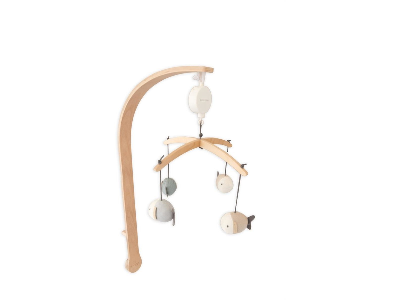 Musik Mobile aus Buchenholz mit Fischen blau Höhe ca. 65 cm