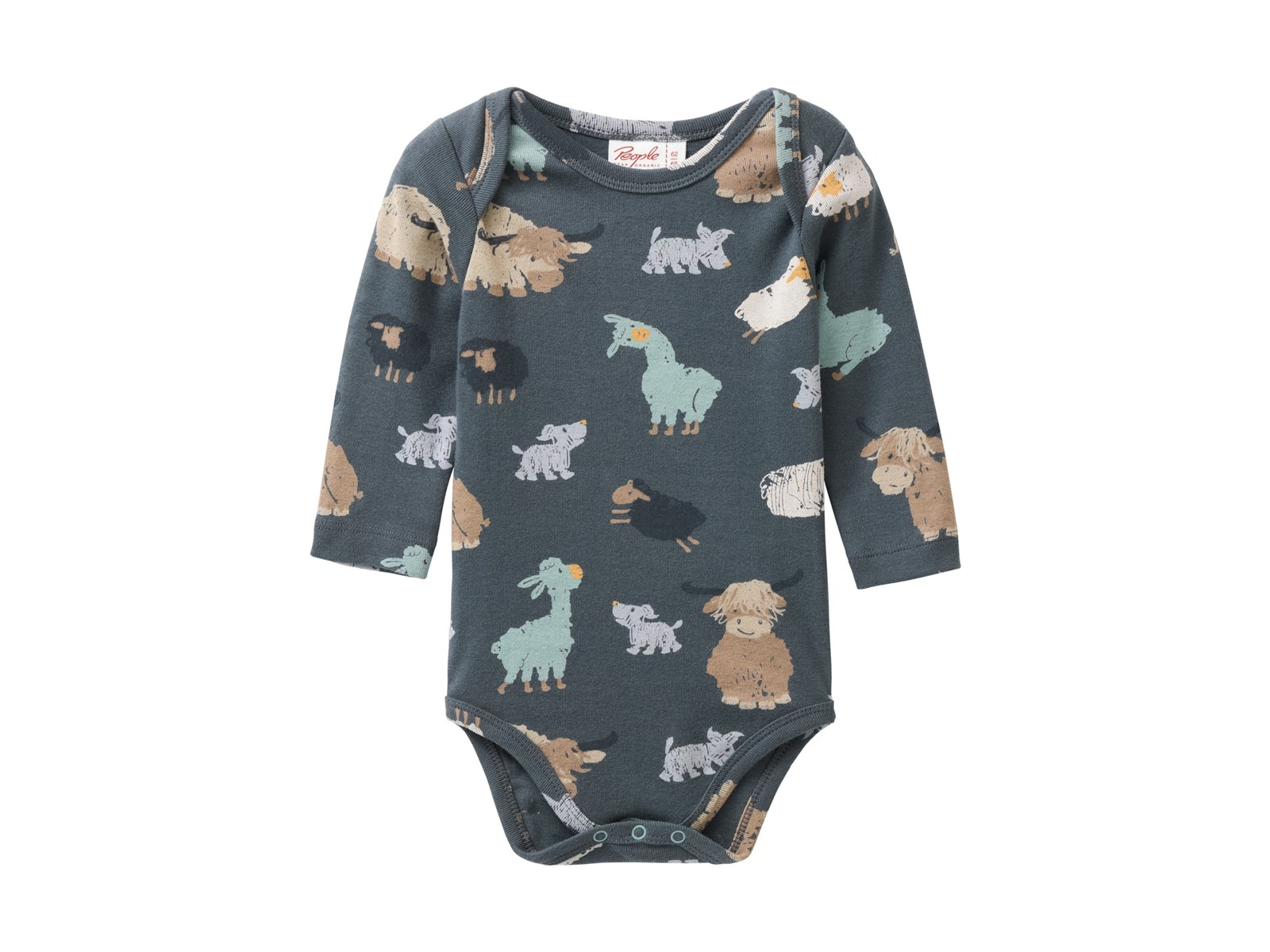 People Wear Organic Langarm-Body Fellfreunde schieferblau 74/80