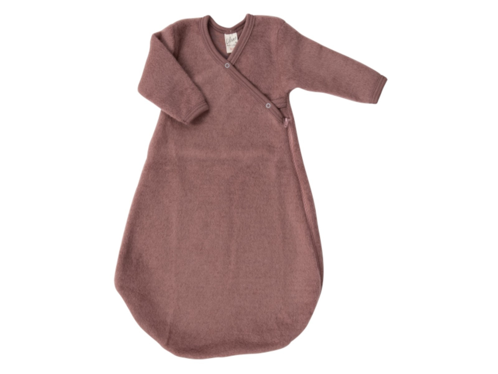 Lilano Schlafsack Baby Bio-Merinowolle Frottee-Plüsch mauve Gr.50 / 56