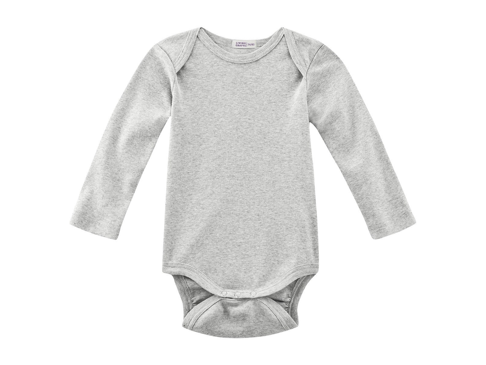 Living Crafts Baby Body Langarm Bio-Baumwolle grau-melange Gr. 50/56