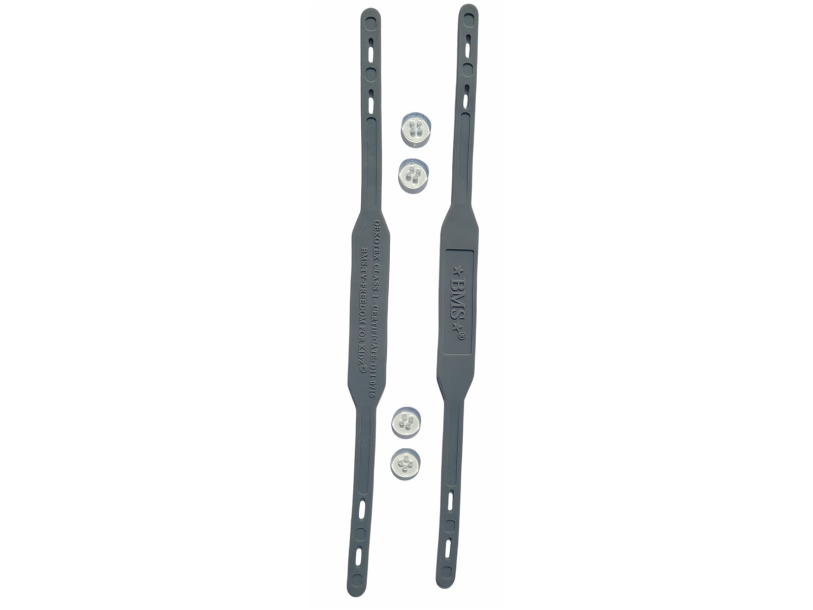 BMS Ersatz Fußstege für Regenhose Silicon Harbour Straps grau 2er Set, inklusive Knöpfe
