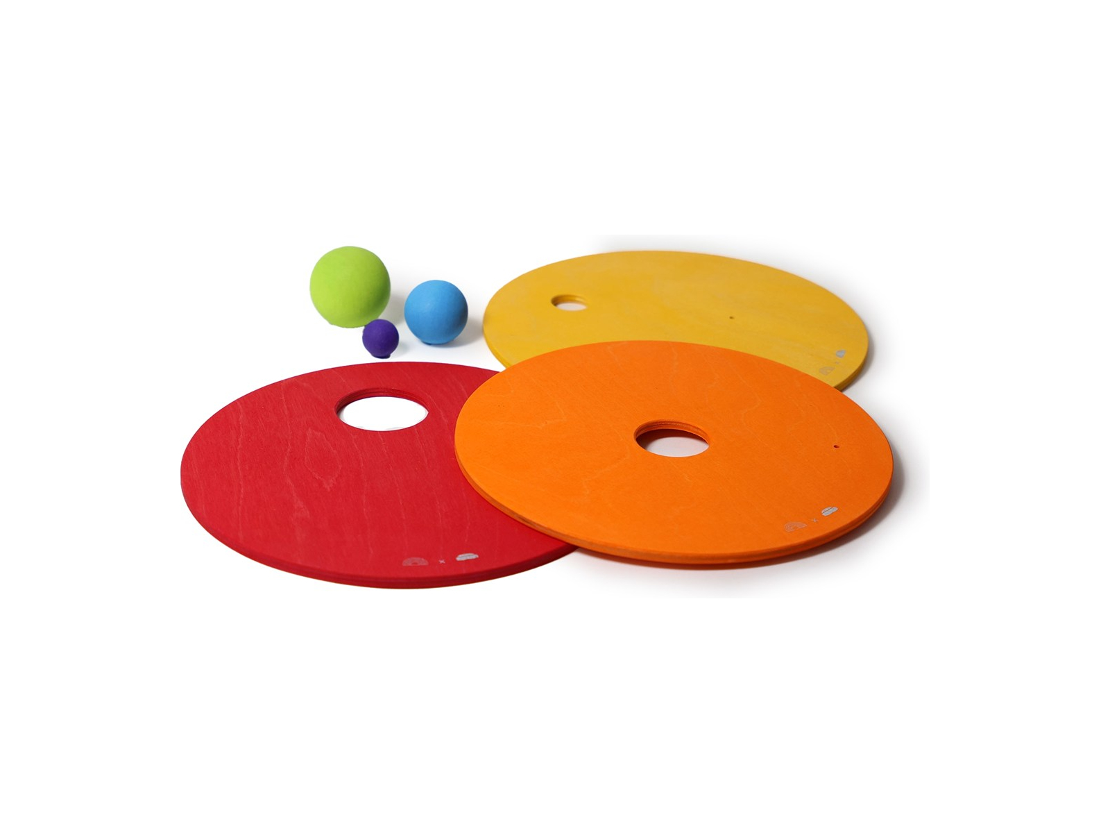 Grimms GRIMM’S x Stapelstein® Kullerscheiben warm rainbow Scheiben Ø 21,4 cm , Kugeln Ø 20,35,45 mm