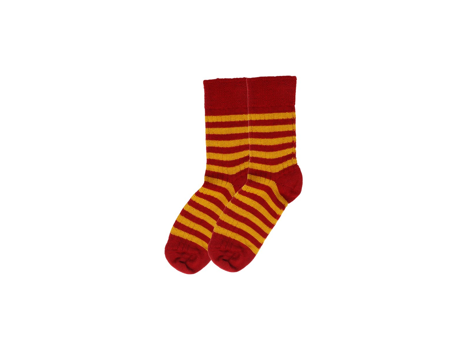 Damen Socken Bio-Schurwolle mohn-goldnugget geringelt Gr. 42-43