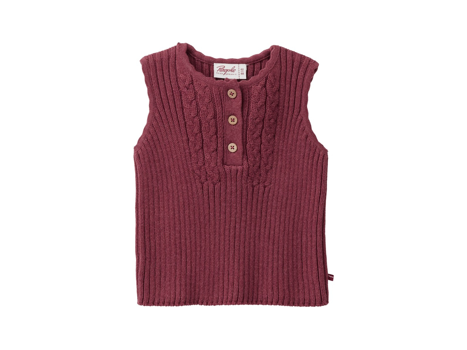 People Wear Organic Strick-Pullunder bordeaux mélange 74/80