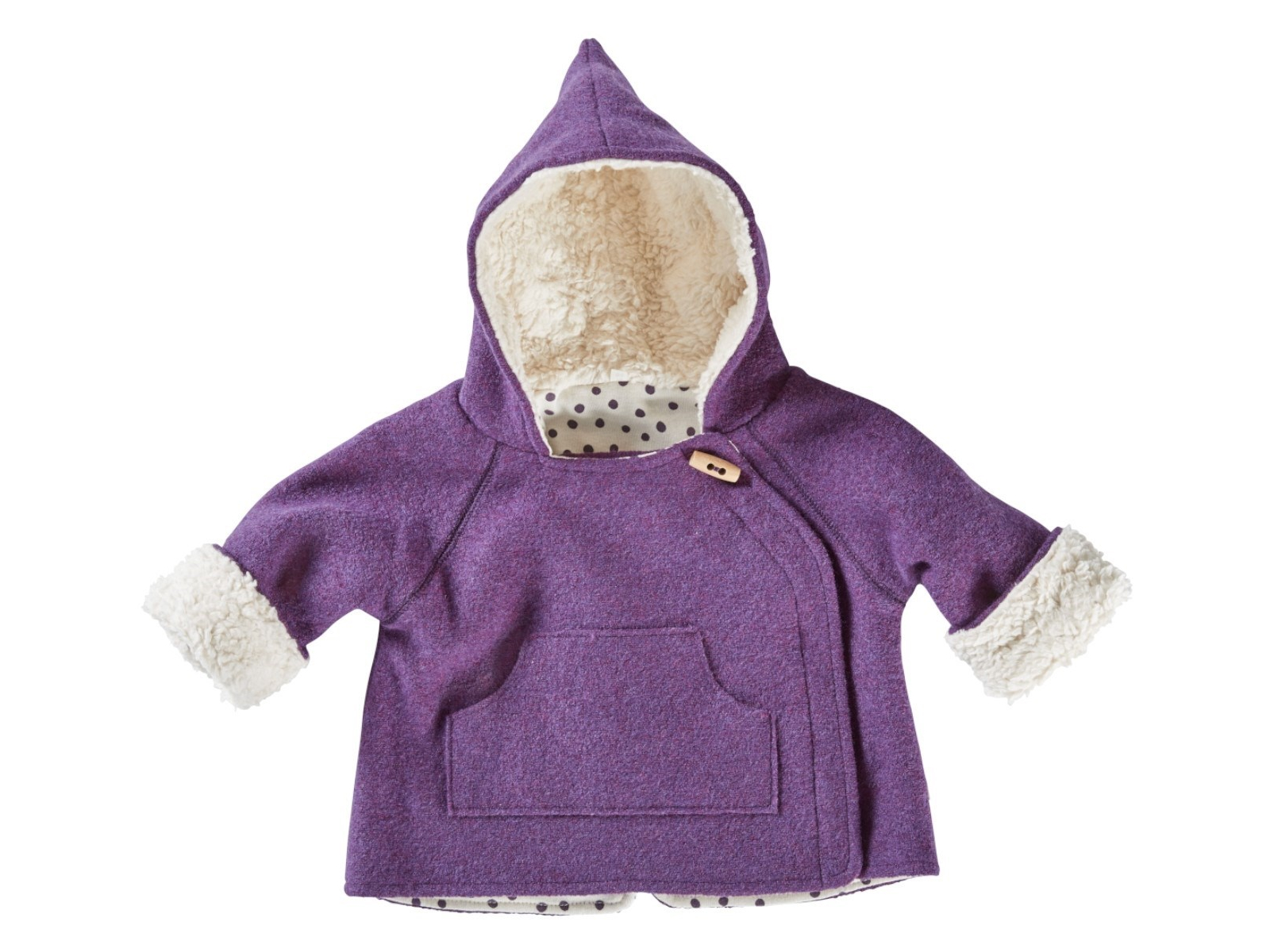 Baby und Kinder Jacke Bio Schurwolle Walk mit Teddyfutter lila Gr.74/80