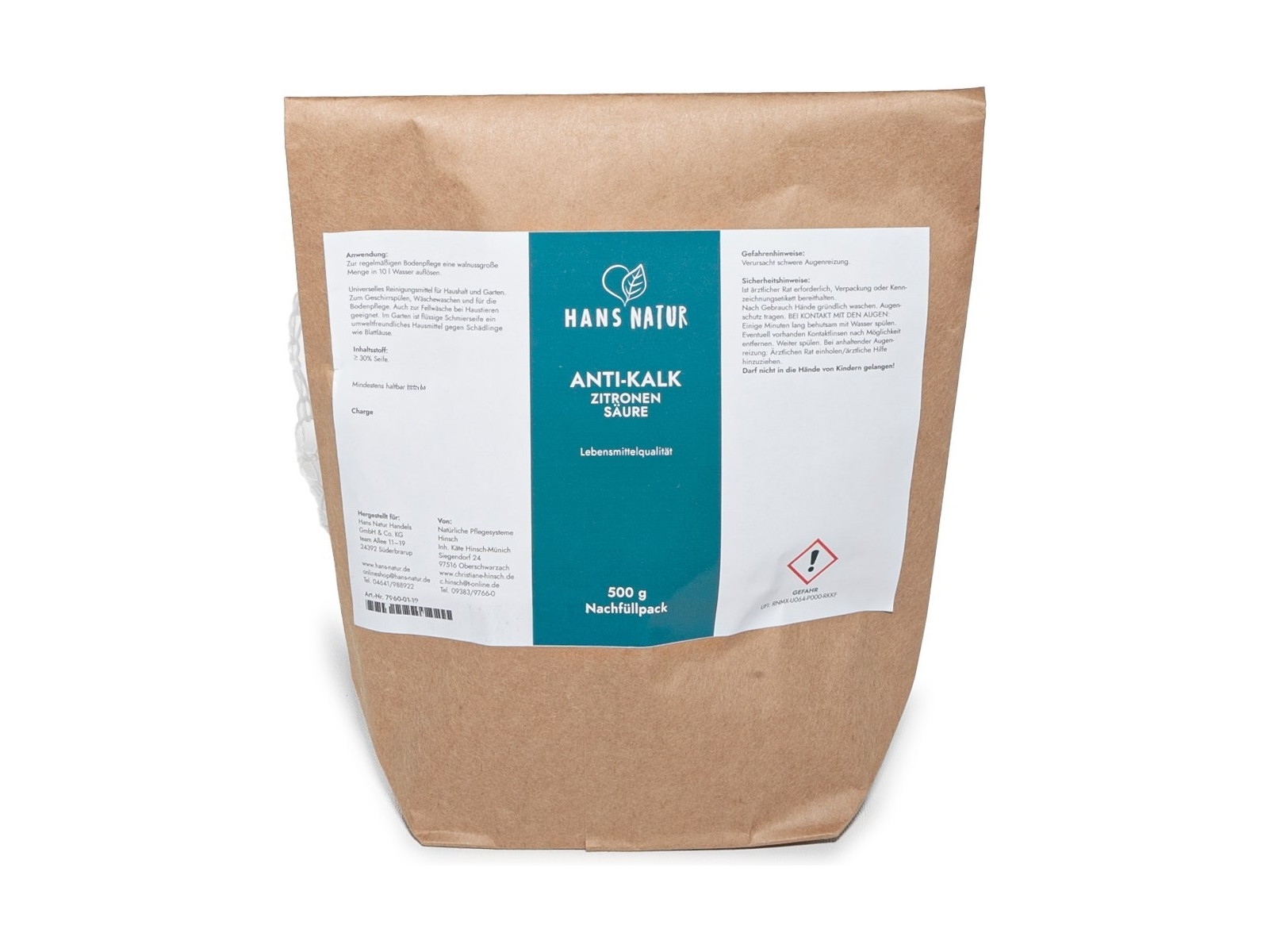 Anti-Kalk (100% reine Zitronensäure) Nachfüllpack 500 g
