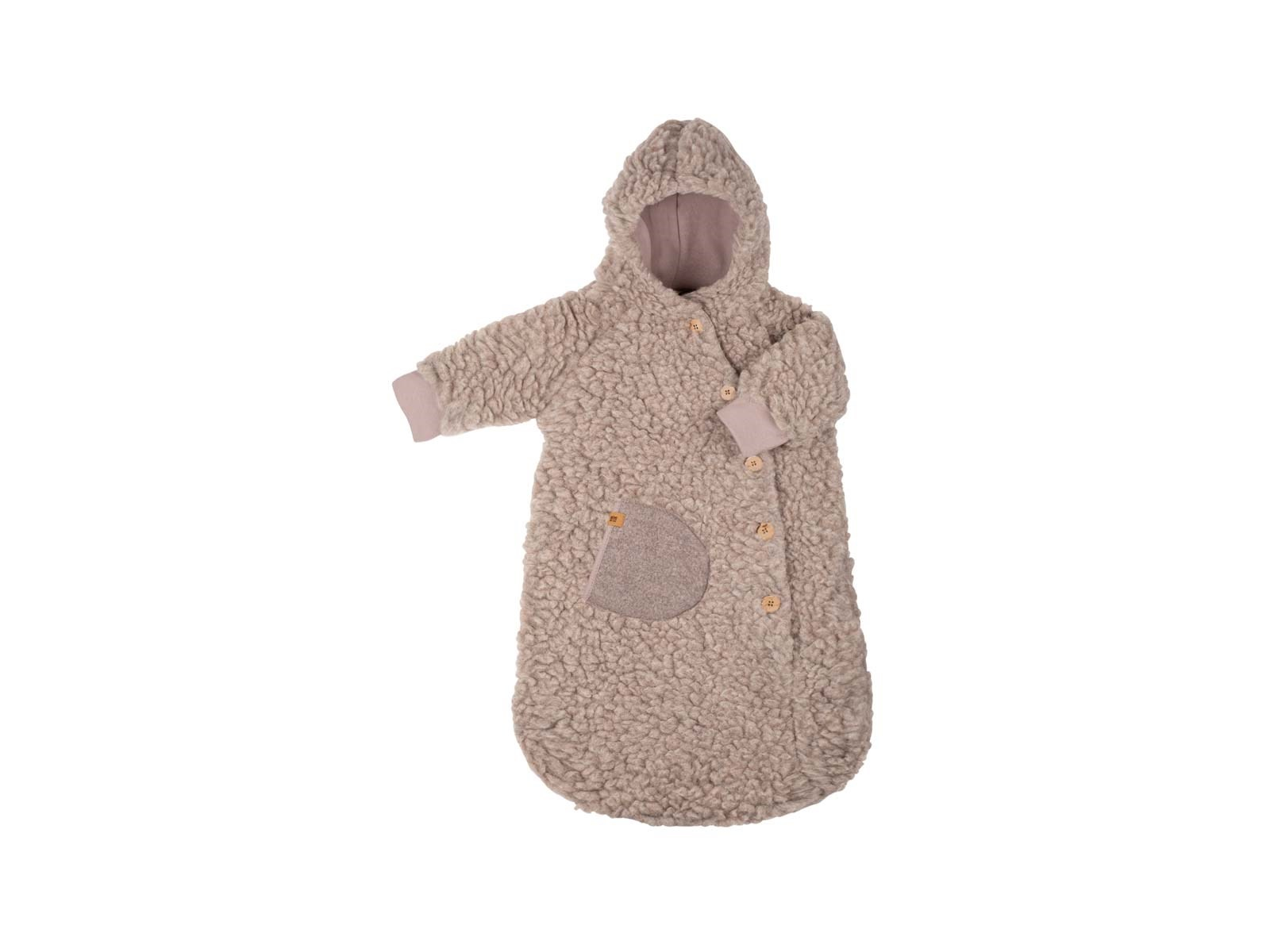 PURE PURE by Bauer Fußsack Kinderwagen mit Kapuze Bio Schurwolle Plüsch kaschmir Gr.62/68