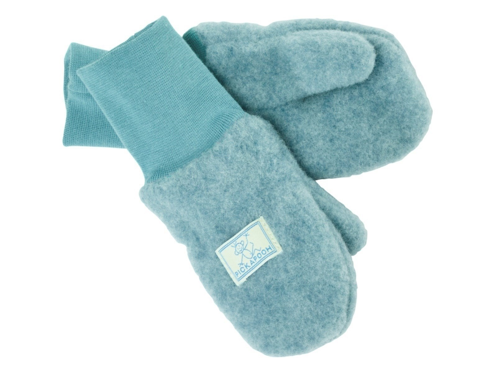 Pickapooh Kinder Fäustlinge Bio-Schurwolle Fleece sea green Gr.3 (2 bis 4 Jahre)