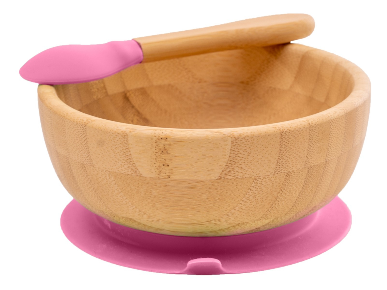 Kindergeschirr Schüssel mit Löffel und Saugnapf, aus Bambus, kirsch Durchmesser 14 cm, 4,5 cm tief