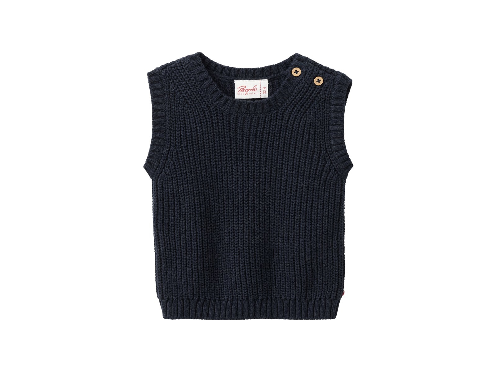 People Wear Organic Strick-Pullunder dunkelblau mélange 62/68