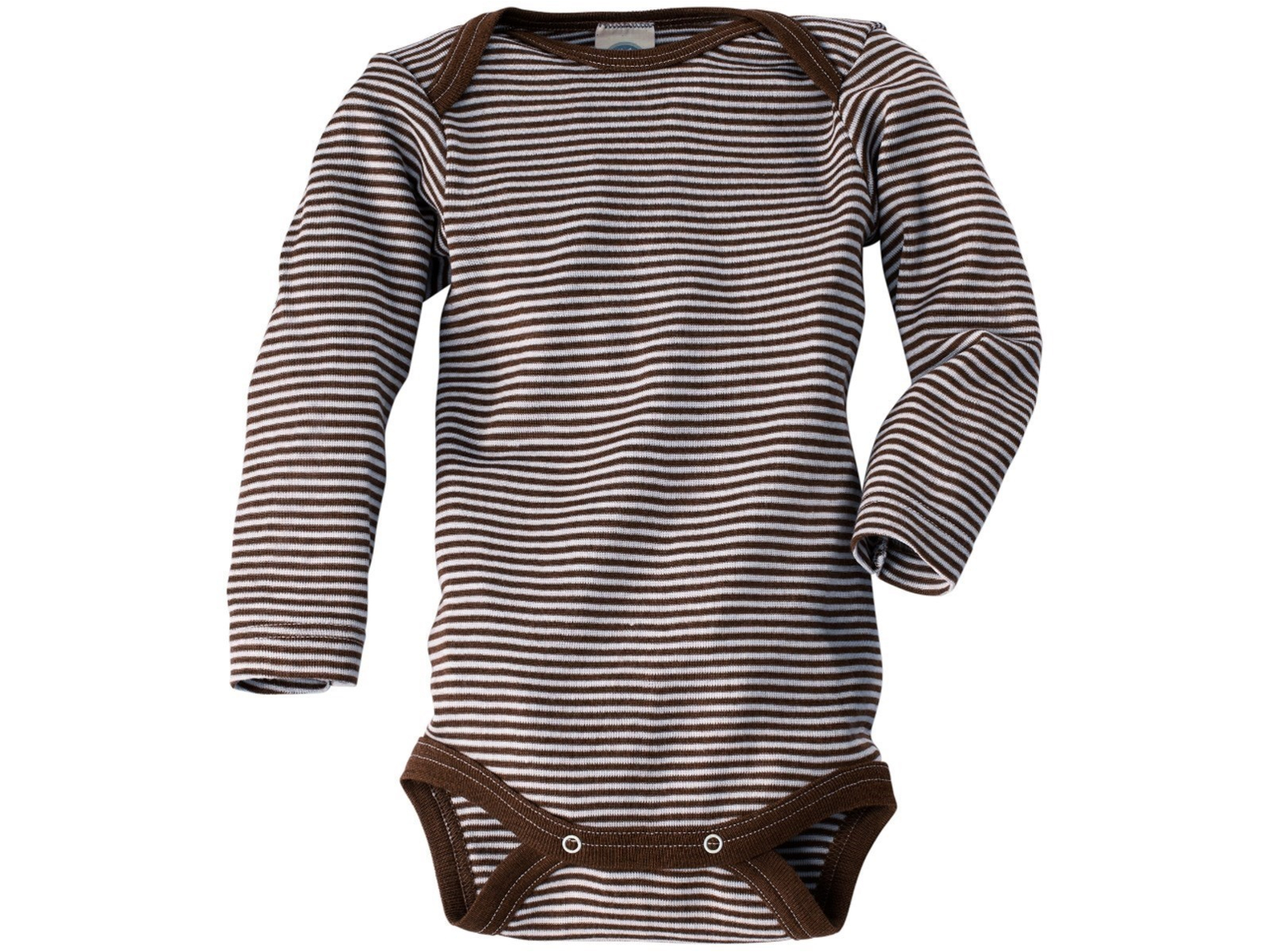 Cosilana Baby Body Langarm Wolle Seide braun-geringelt Gr.98/104