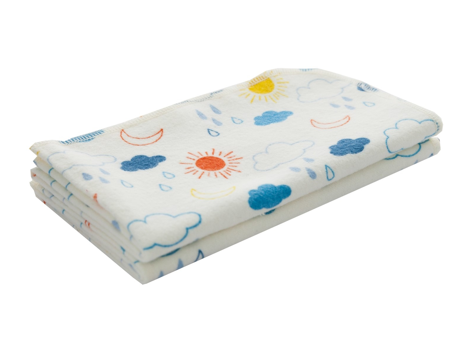 Moltontücher Bio-Baumwolle 2er-Set, 80 x 80 cm Sonne und Wolken