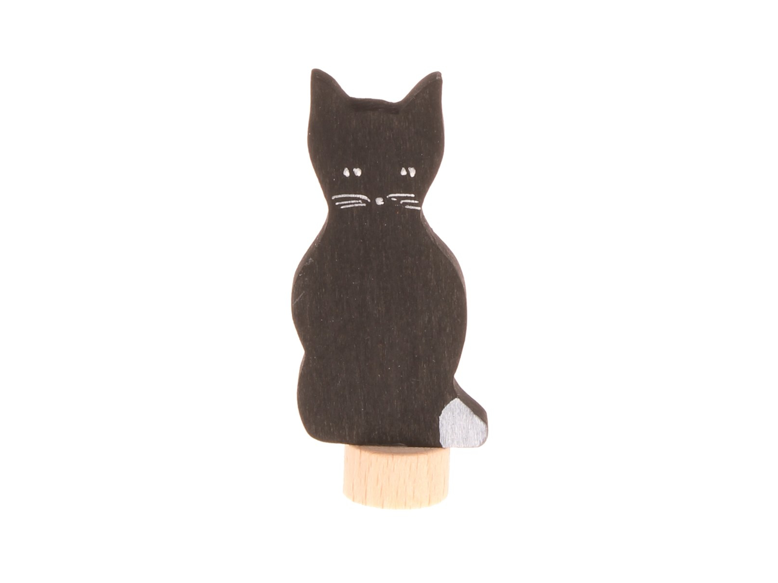 Grimms Katze Steckfigur aus Lindenholz, bunt lasiert Höhe 6 cm