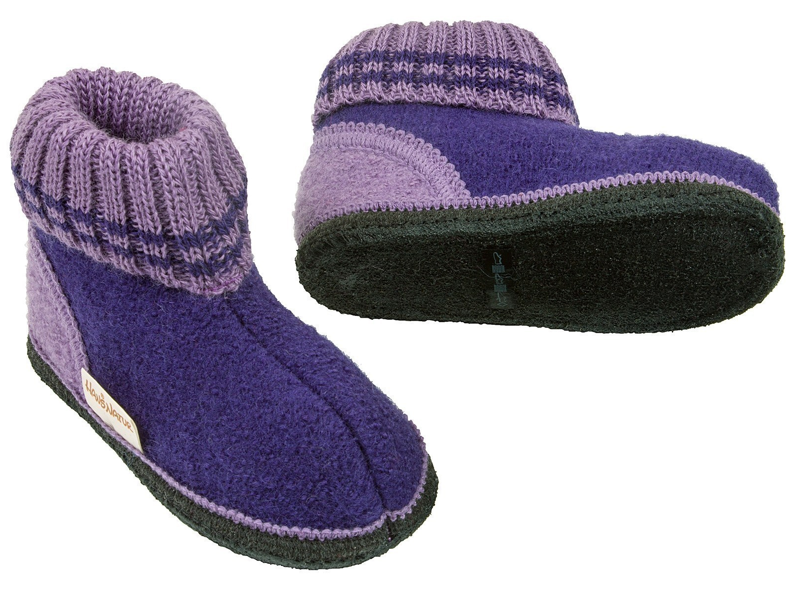 Kinder Hausschuhe Hüttenschuhe pflaume von HANS NATUR, Gr.23