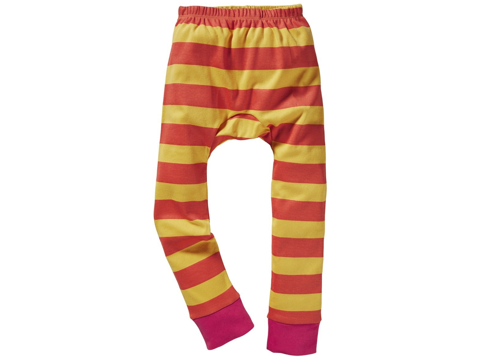 Kinder Unterhose lang Bio-Baumwolle Blockstreifen Koralle Gr. 110/116