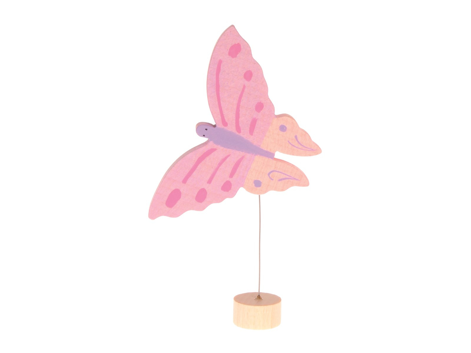 Grimms Rosa Schmetterling Steckfigur aus Lindenholz, bunt lasiert Höhe 9,5 cm