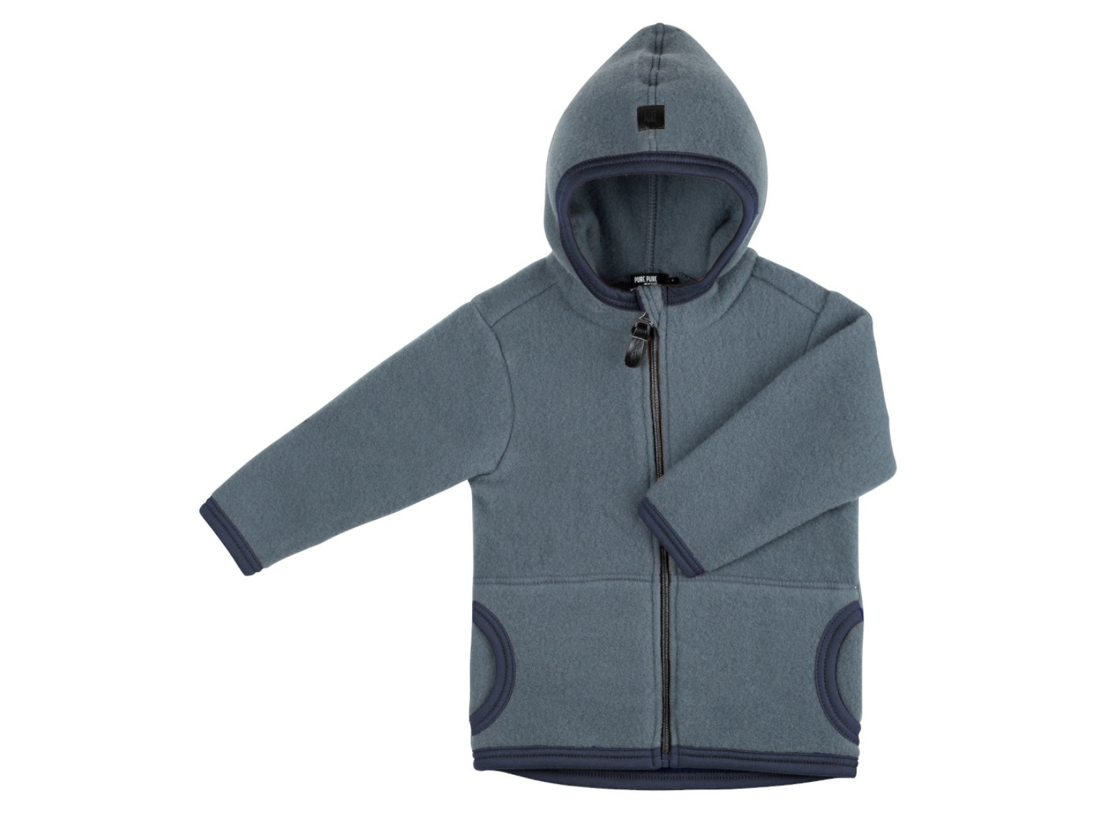 PURE PURE by Bauer Baby und Kinder Jacke mit Kapuze Bio-Merinowolle Fleece storm blue 110/116