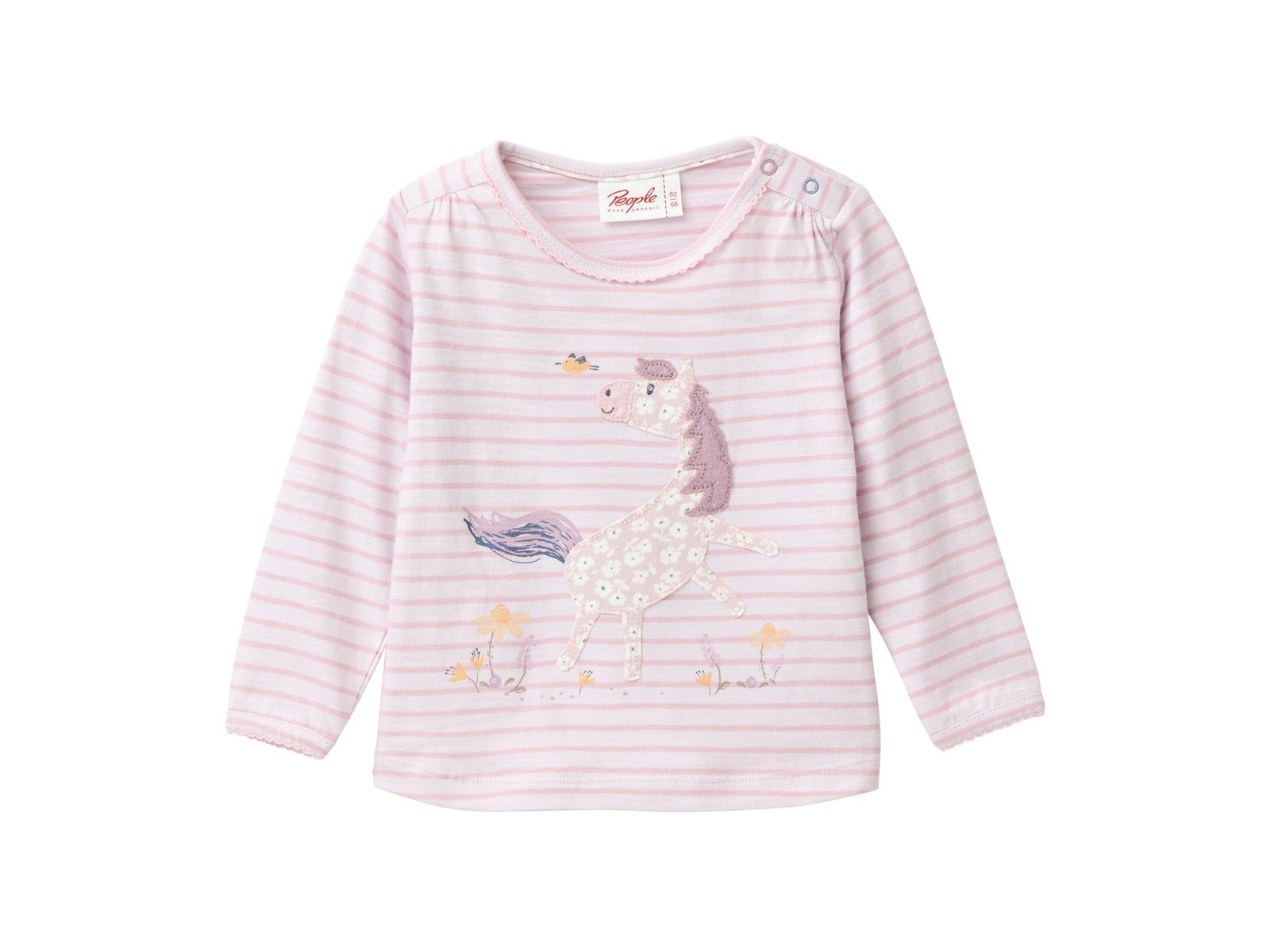 People Wear Organic Langarm-Shirt malve geringelt Gr. 74/80