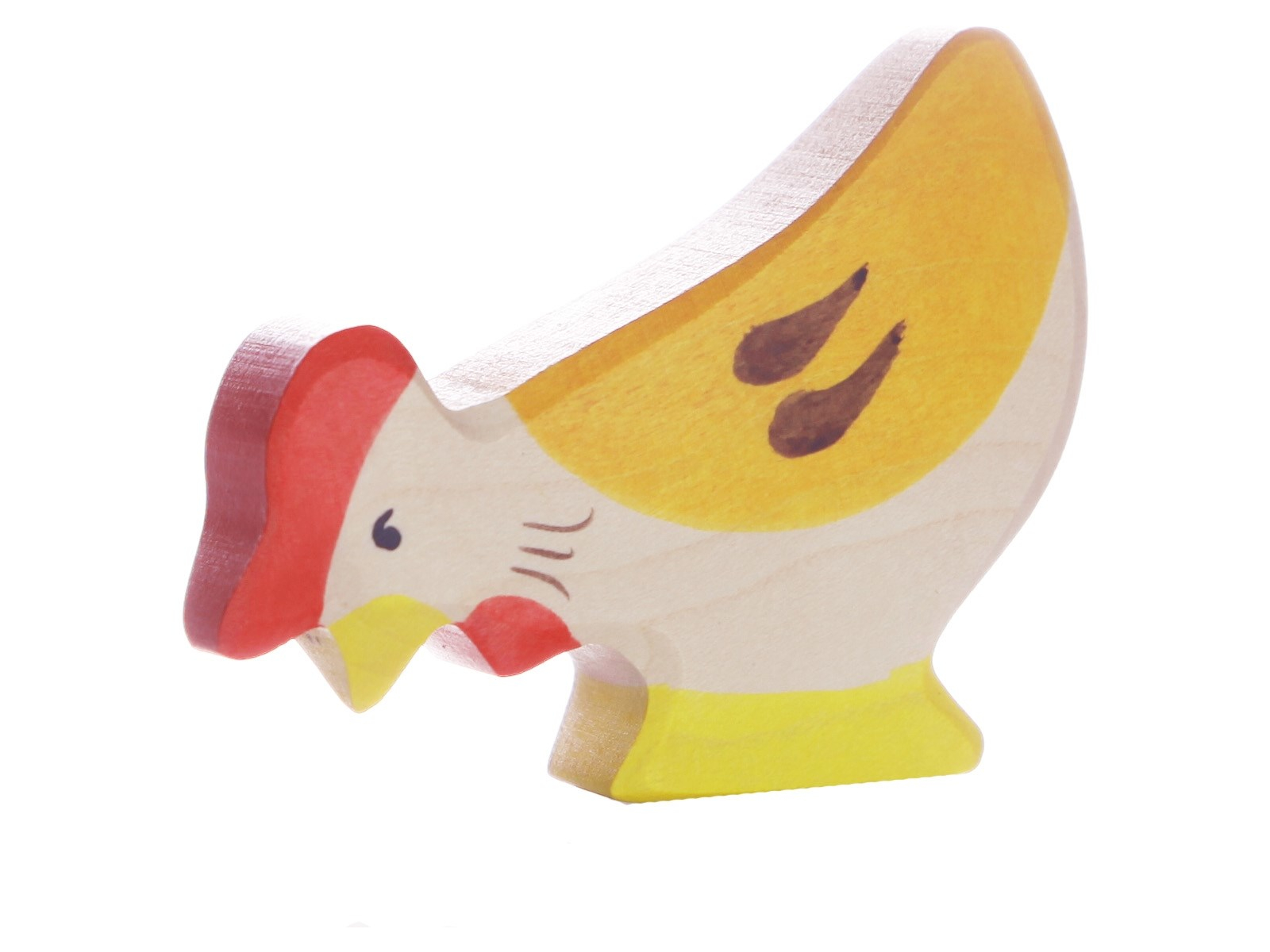 Holztiger Holzfigur "Huhn, pickend" Auf dem Bauernhof Maße 8 x 1,9 x 6,5 cm