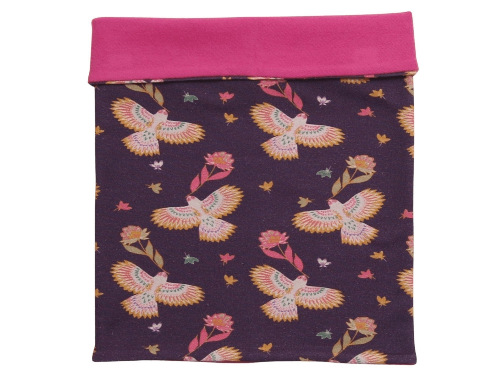 Wende Schlauchschal Bio-Baumwolle Vogeldruck plum-pink Gr. Onesize