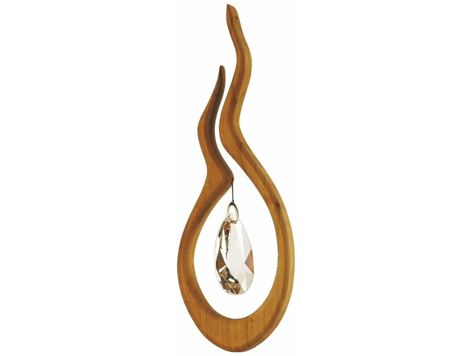 Shakti aus heimischem Laubholz, Holzdeko mit Kristall Höhe 16 cm