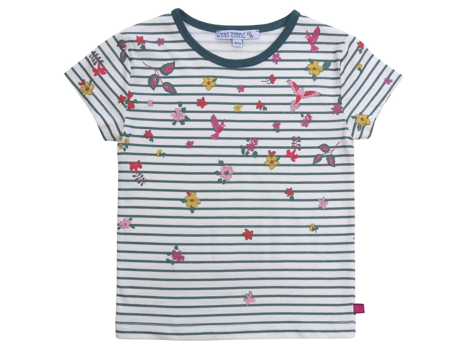 Shirt mit Streifen und Blumendruck white-sea green Gr. 86/92