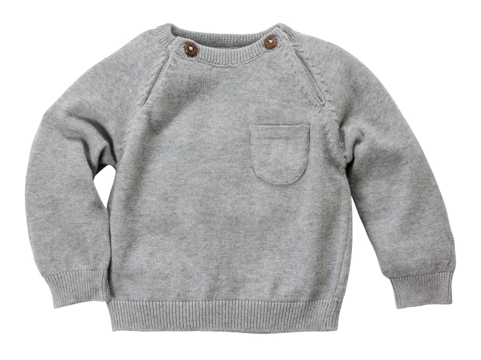 Baby und Kinder Pullover Feinstrick Bio-Baumwolle graphit Gr. 62/68