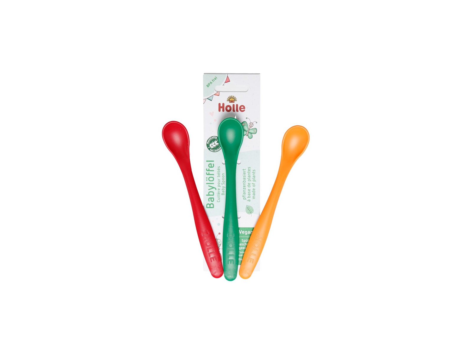 Holle Babylöffel aus nachwachsenden Rohstoffen 3er Set, bunt Länge 15 cm