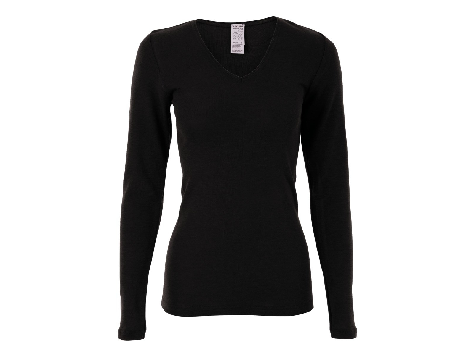 Living Crafts Damen Langarm-Shirt "Felicia", black schwarz;Gr. 36/38