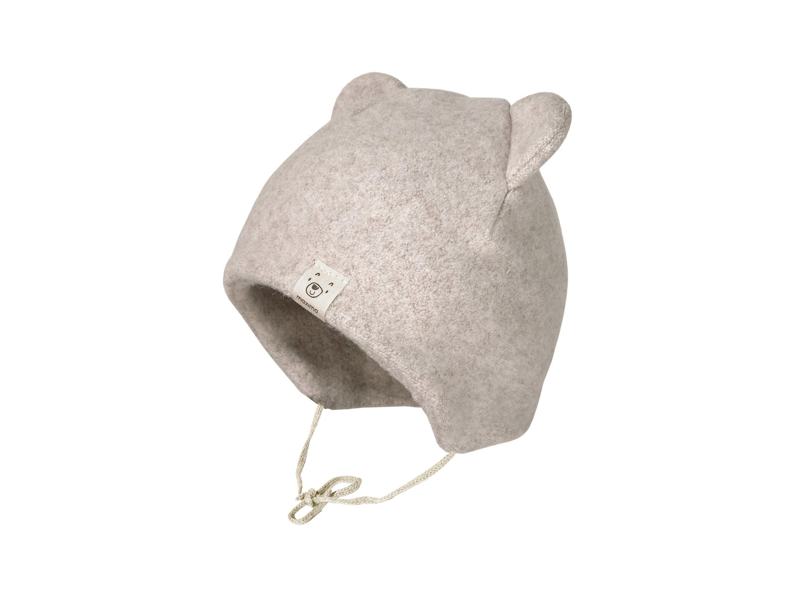 Baby Mütze mit Öhrchen Bio-Baumwolle Fleece hellbraun-meliert Gr. 45
