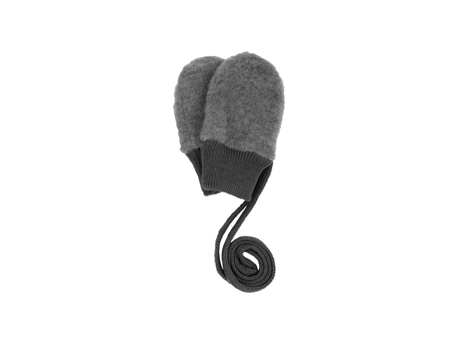 Baby Handschuhe Bio-Schurwolle Fleece mittelgrau-meliert gestreift Gr. 1 (1 Mon.)