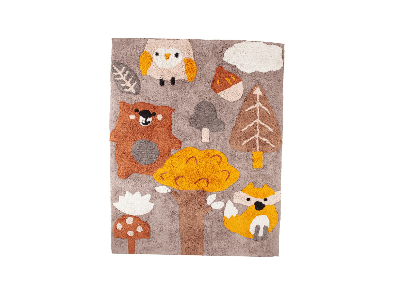 Kinderteppich Bio-Baumwolle "Waldtiere" Maße 100 x 130 cm