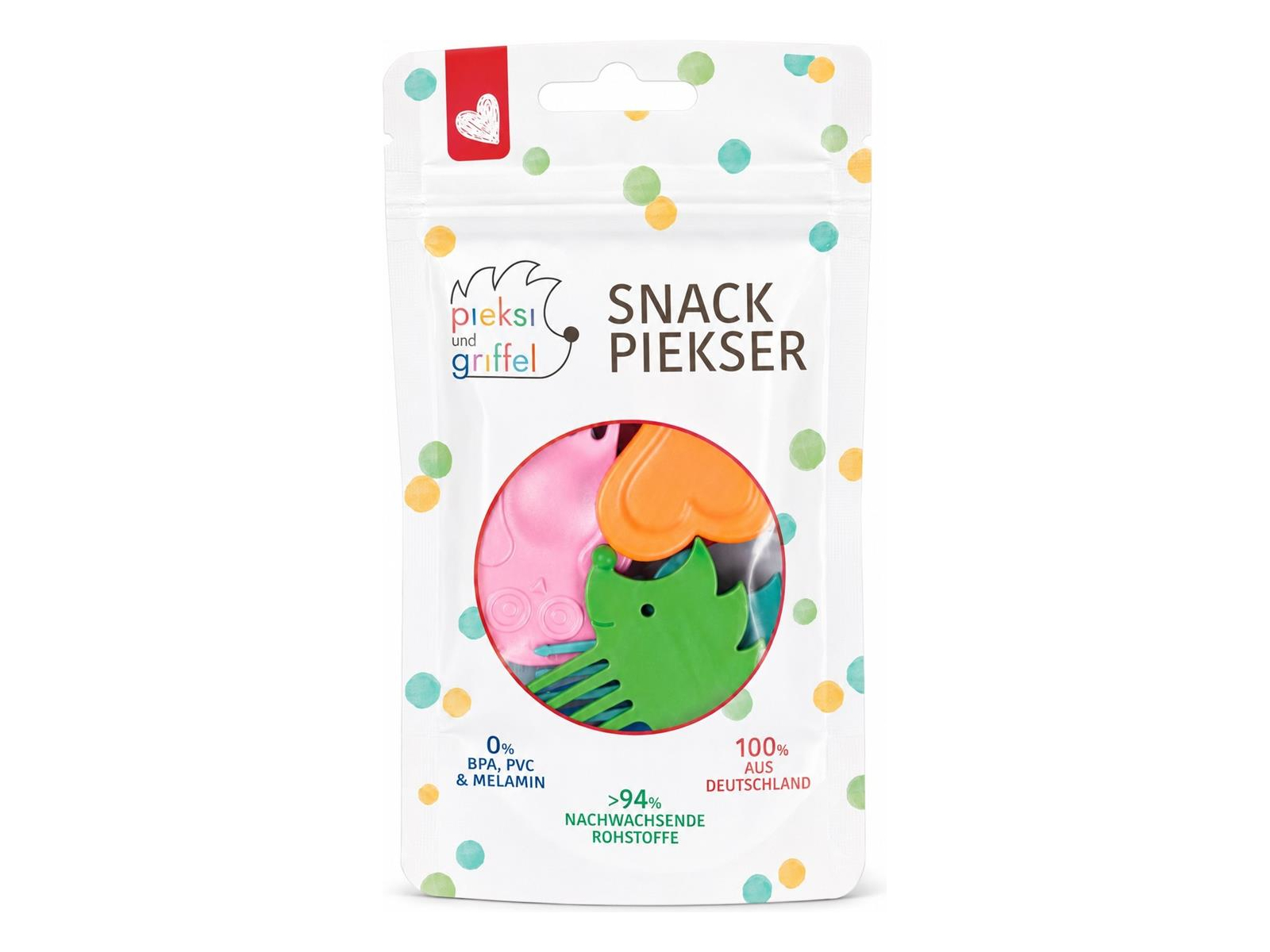 Snack Piekser 9er Set Eule, Herz und Igel