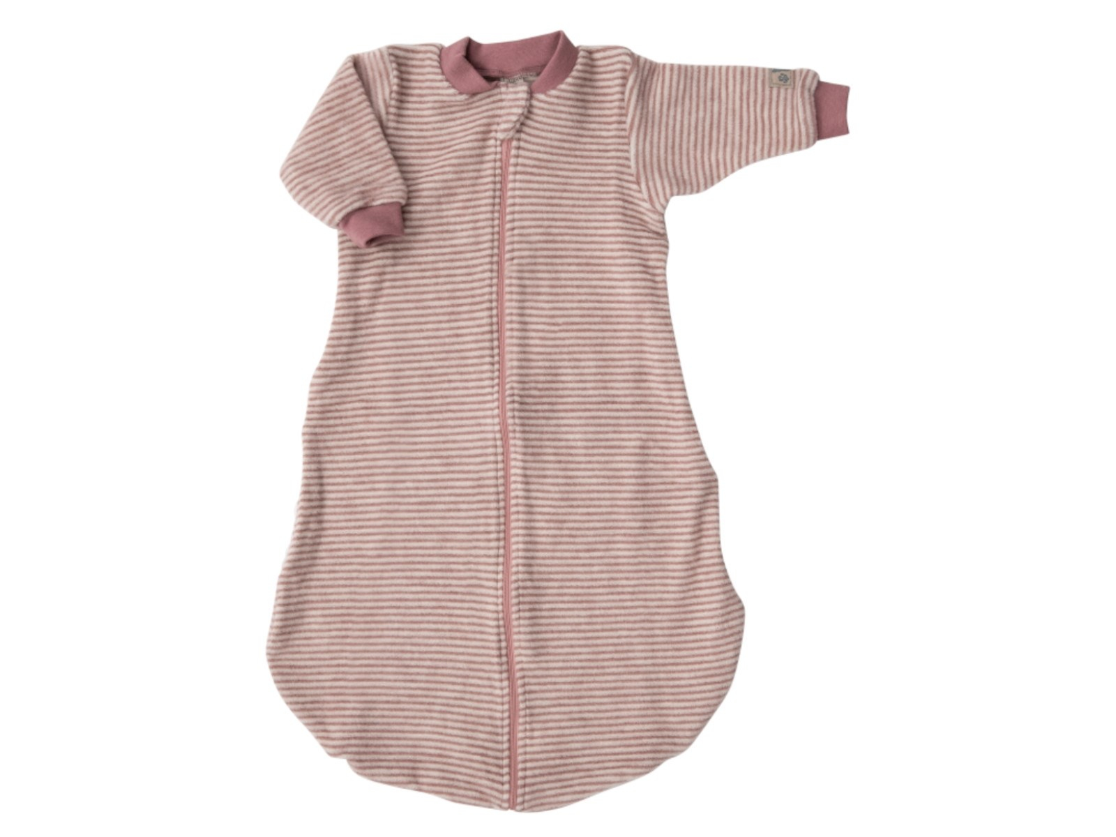 Lilano Schlafsack Baby langer Arm Bio-Merinowolle mauve-geringelt Gr.62/68