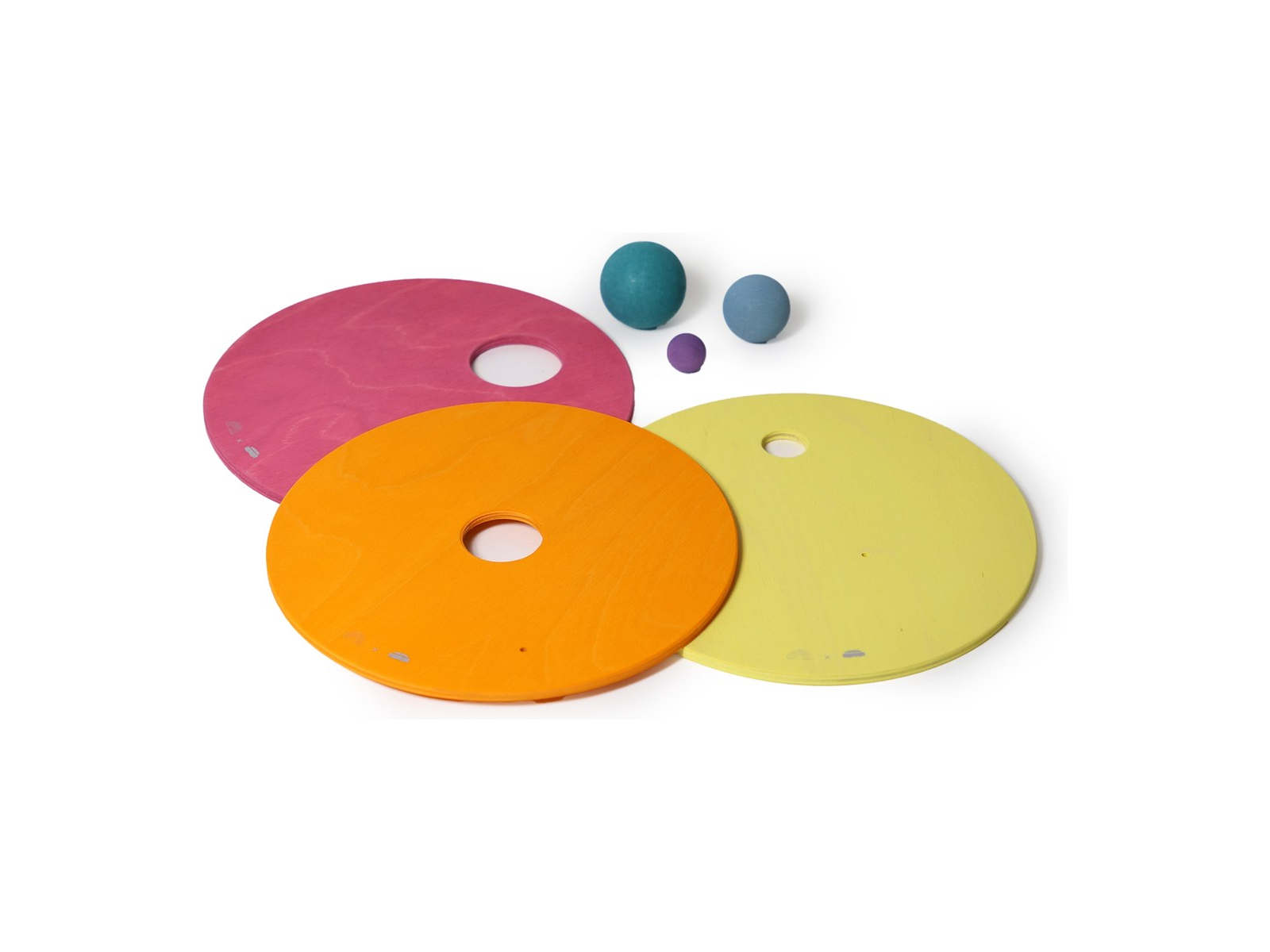 Grimms GRIMM’S x Stapelstein® Kullerscheiben warm pastell Scheiben Ø 21,4 cm , Kugeln Ø 20,35,45 mm