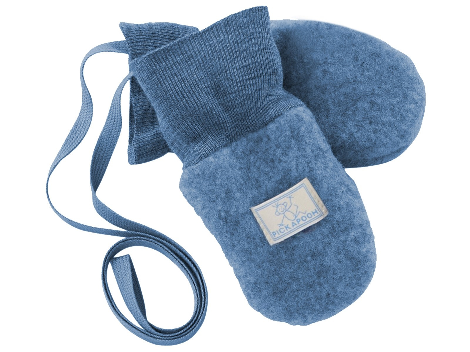 Pickapooh Baby und Kinder Fäustlinge Bio-Schurwolle Fleece jeans Gr. 1 (bis 9 Monate)