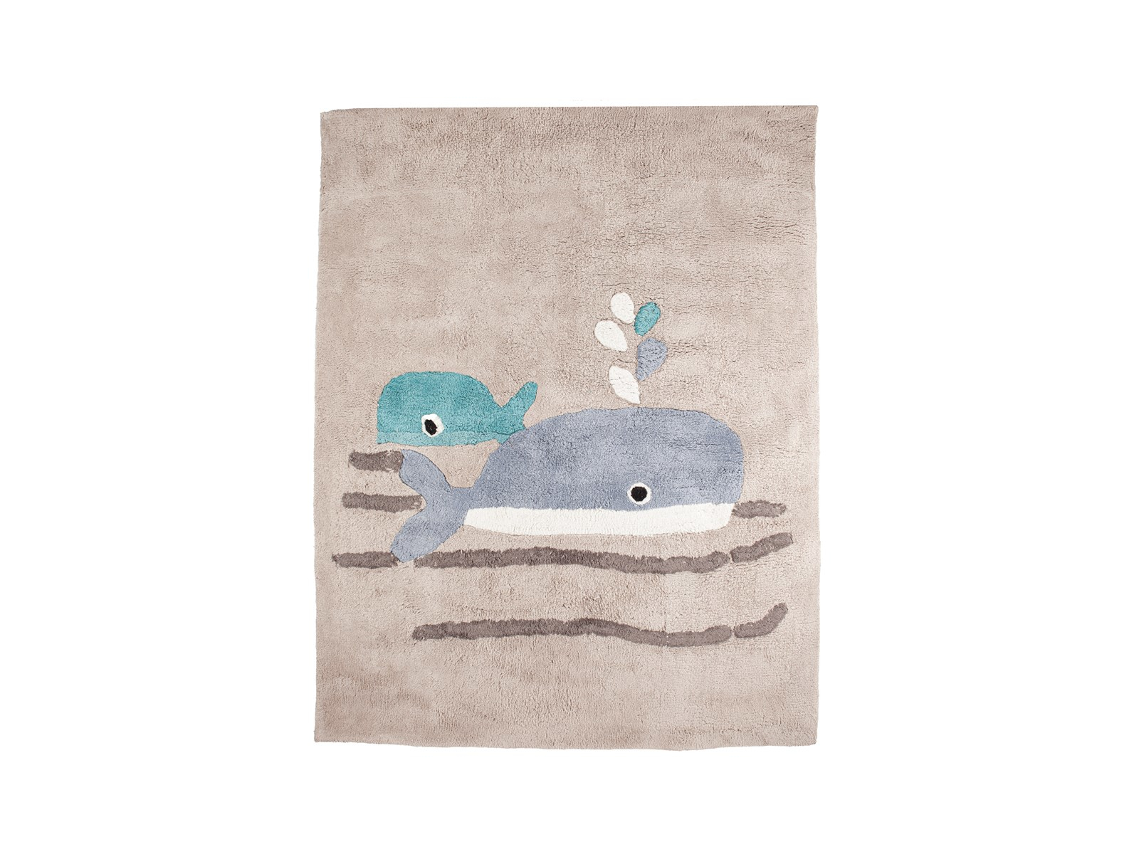 Kinderteppich Bio-Baumwolle "Wal" Maße 100 x 130 cm
