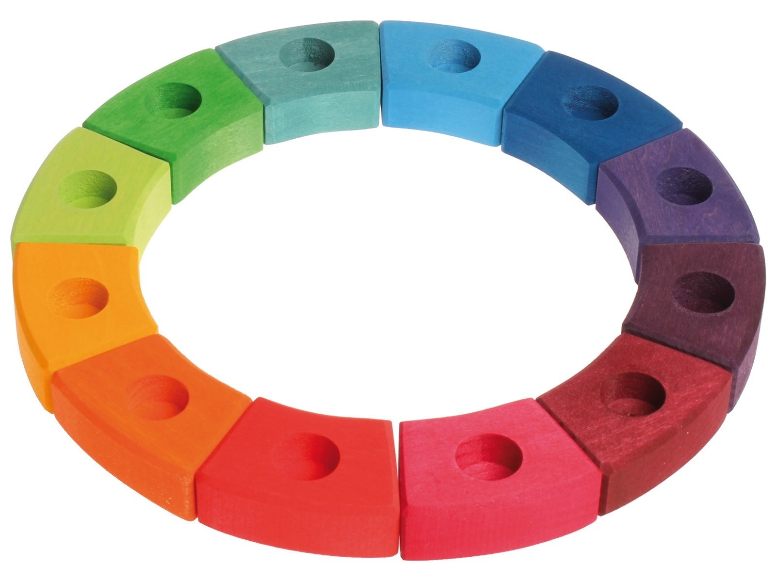 Grimms Regenbogen Geburtstagsring aus Lindenholz 12-teilig, bunt lasiert Durchmesser 23 cm