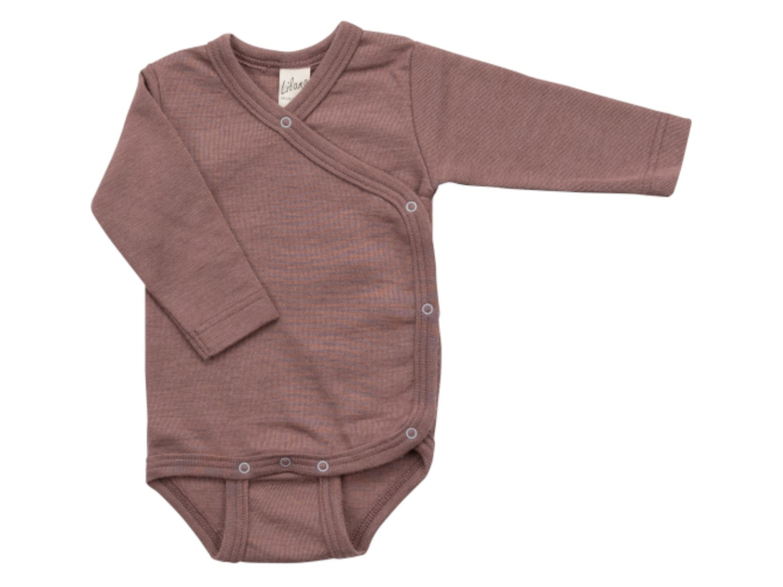 Lilano Baby Wickelbody Langarm Wolle Seide beere mauve Gr.62