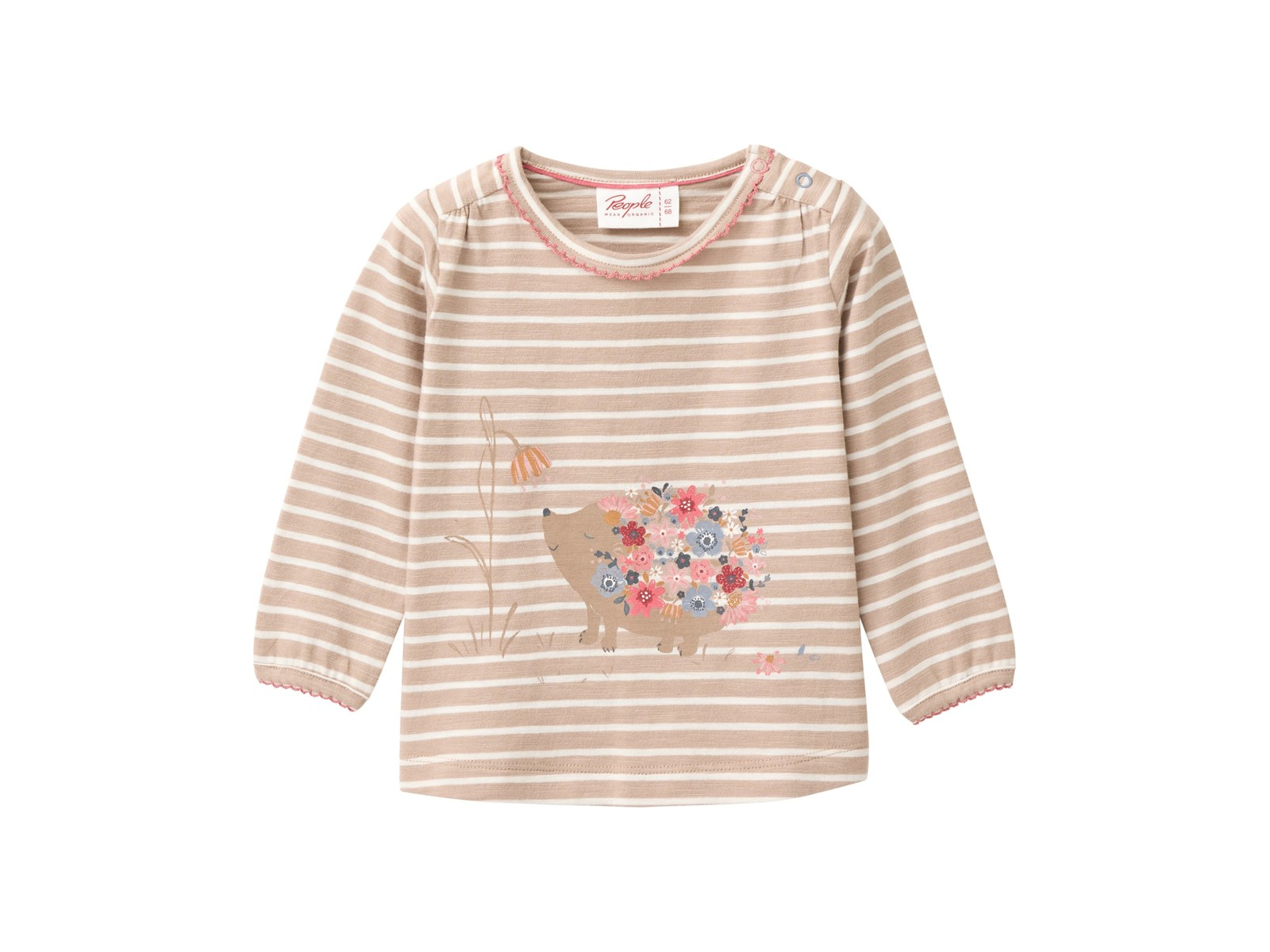 People Wear Organic Langarm-Shirt taupe geringelt 74/80