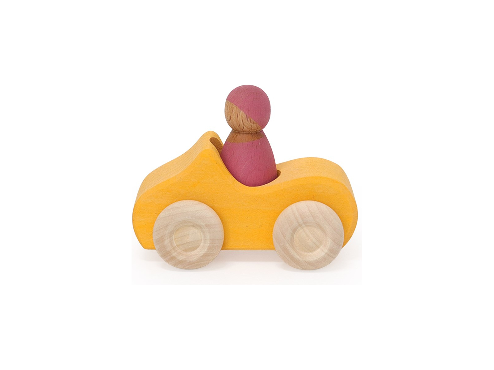 Grimms Kleines Cabrio Spielzeugauto aus Lindenholz, gelb lasiert Maße 11 x 9 x 7 cm
