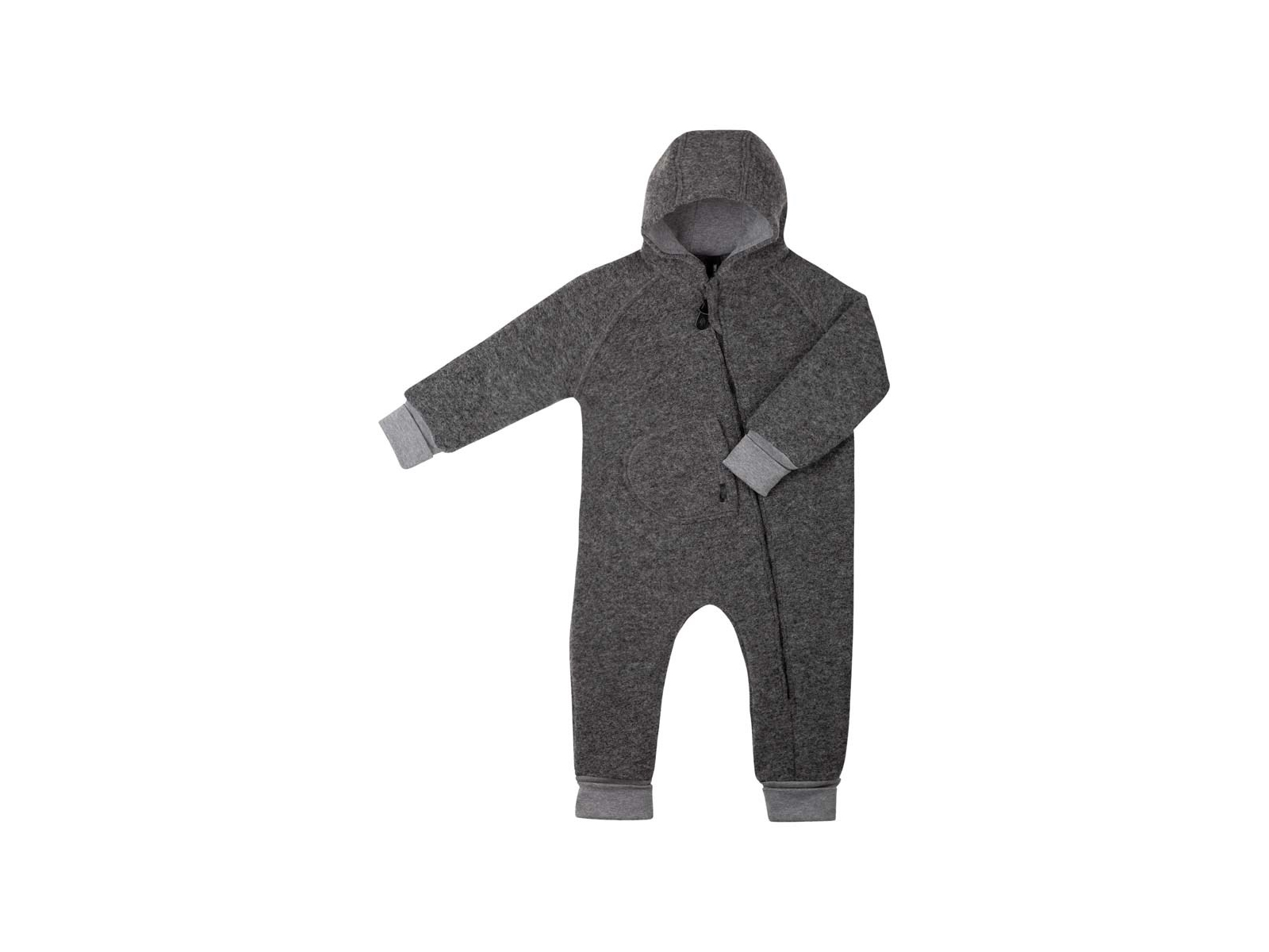 PURE PURE by Bauer Baby Overall mit Kapuze Bio-Schurwolle Walk grau-melange Gr. 86
