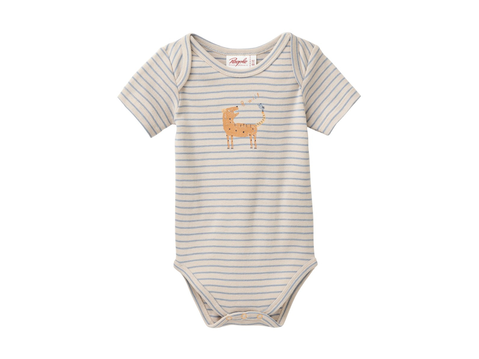 People Wear Organic Kurzarm-Body blaugrau geringelt Gr. 86/92