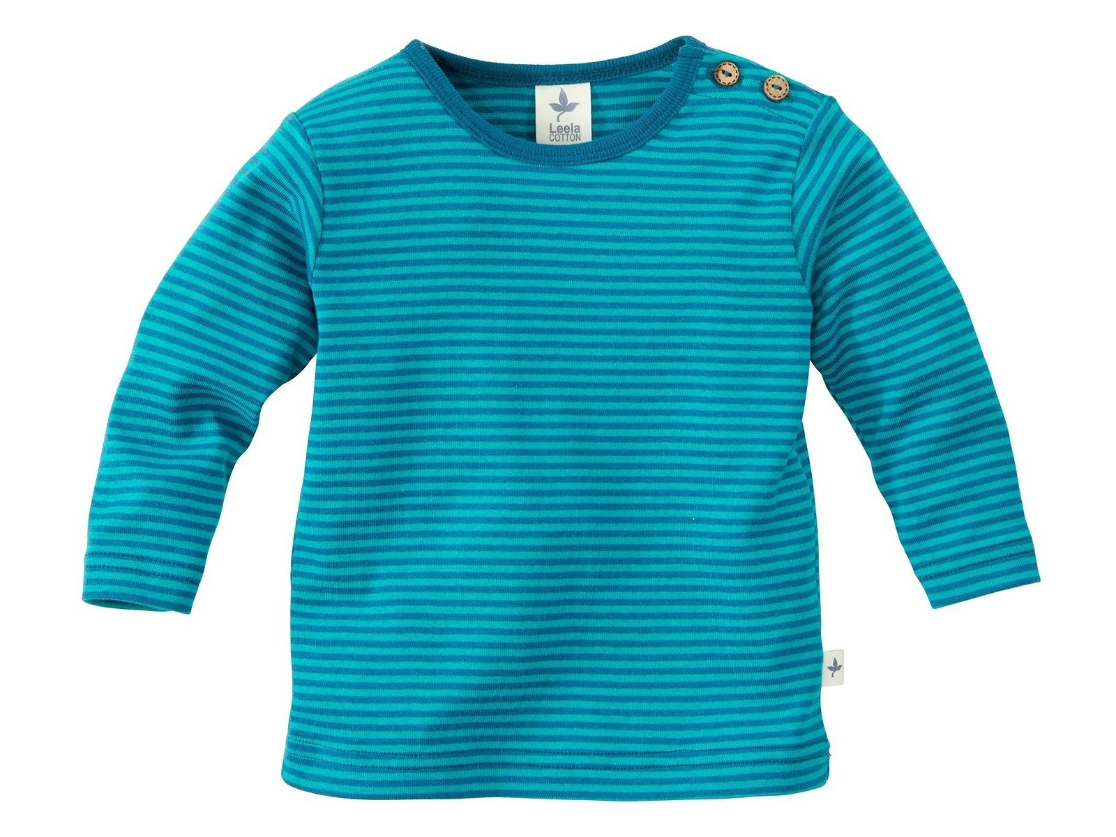 Baby und Kinder Langarmshirt blau-grün-geringelt Gr.74/80