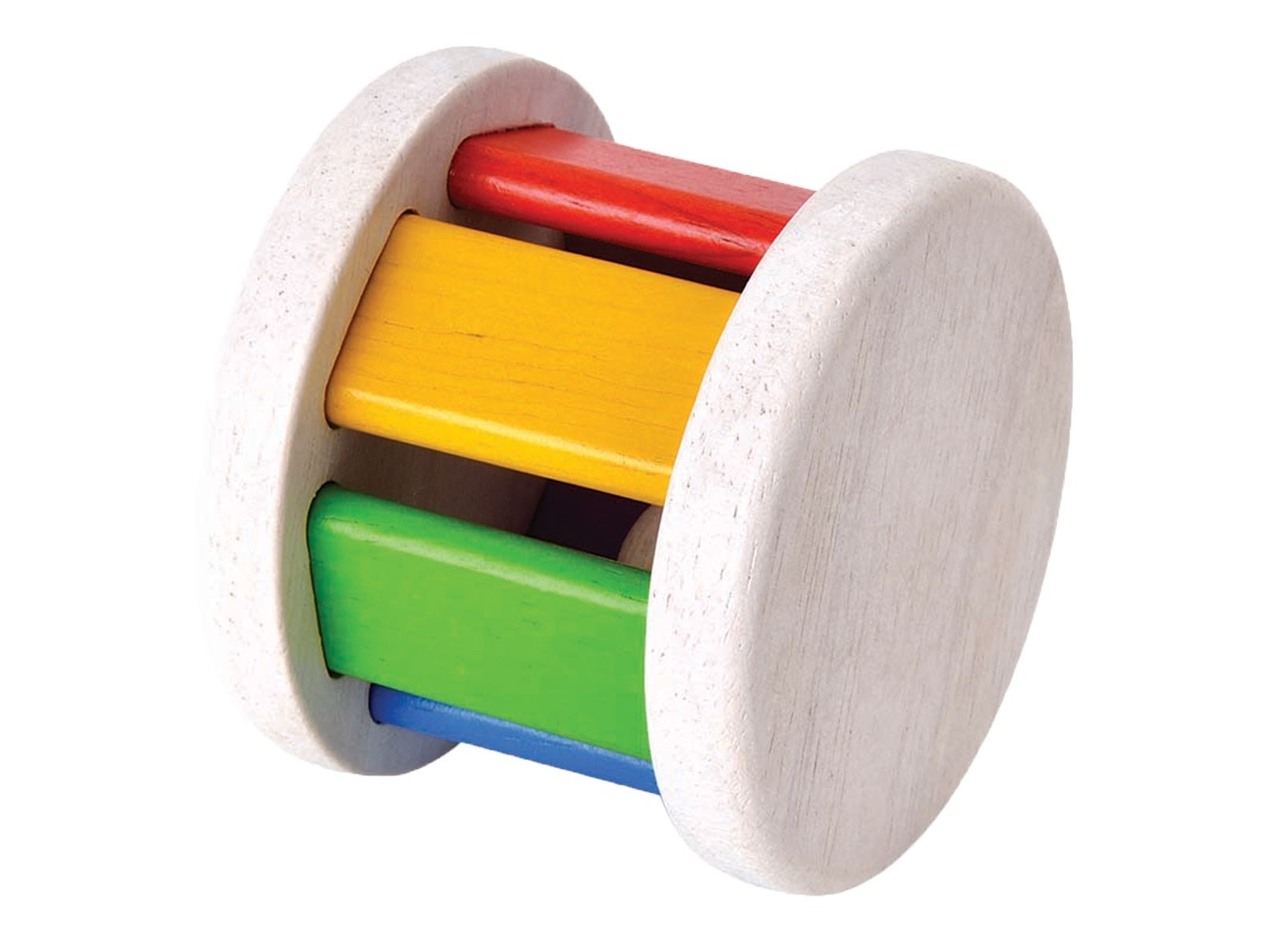 PlanToys Krabbelspielzeug "Walze" aus Kautschukholz Maße 6,5 x 6,5 x 6,5 cm